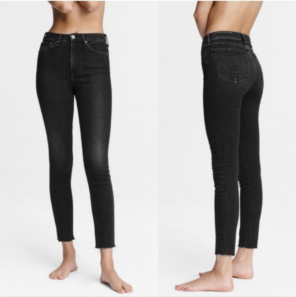 Rag & Bone Black Raw Hem Ankle Skinny Jeans Womens Size 27